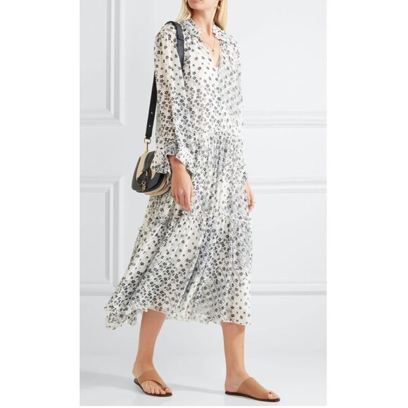 See by Chloé Floral Print Tiered Long Maxi Dress Afterglow Size 36 / 4 - Picture 1 of 4